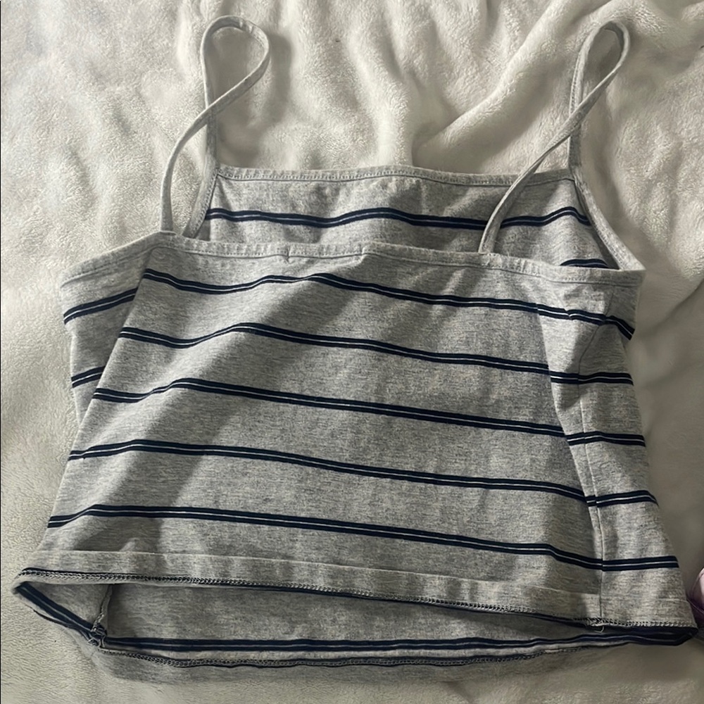 Cotton On Gray and Blue Striped Crop Top